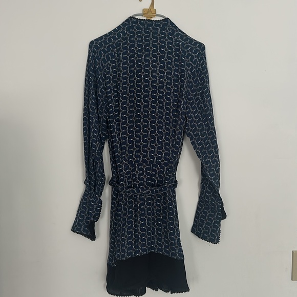 New REISS Viviyan Chain Print A-line Flippy Dress In Navy Size 6 - Picture 4 of 9